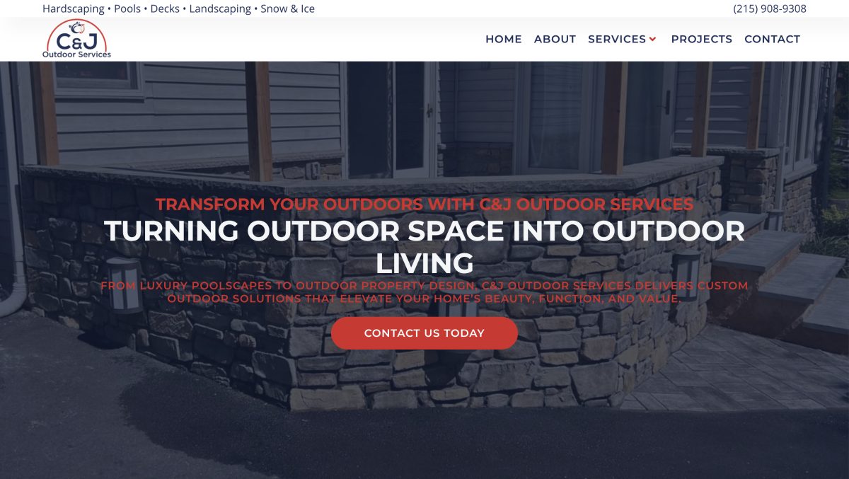 C&J Outdoor Services website built by Kosmic Edge Marketing in 2025